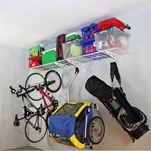 SafeRacks | Garage Wall Shelf Two-Pack 18x48 | Includes Bike Hoo...