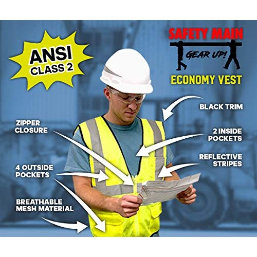 Safety Main Economy High Visibility All Mesh Vest 10 Pack Large