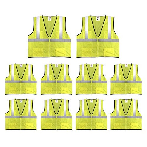Safety Main Economy High Visibility All Mesh Vest 10 Pack Large
