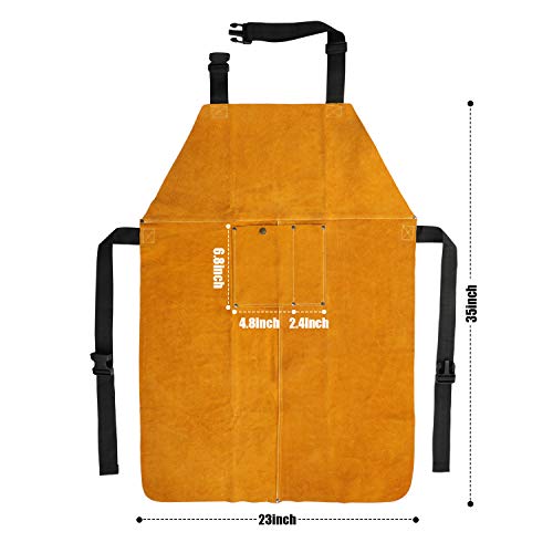 Safety Shop Leather Welding Work Apron,Heat&Flame Resistant, Prote...