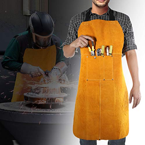 Safety Shop Leather Welding Work Apron,Heat&Flame Resistant, Prote...