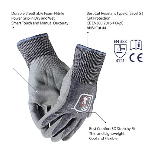 SAFEYEAR Cut Resistant Glove,Food Grade Level 5 Protection,Thin an...