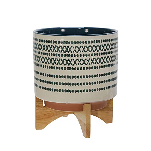 Sagebrook Home 14759-03 Ceramic 11.5 Planter On Standw/Dots, Blue