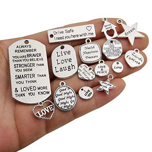 40pcs Inspiration Words Charms Craft Supplies Beads Charms Pendant...