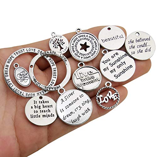 40pcs Inspiration Words Charms Craft Supplies Beads Charms Pendant...