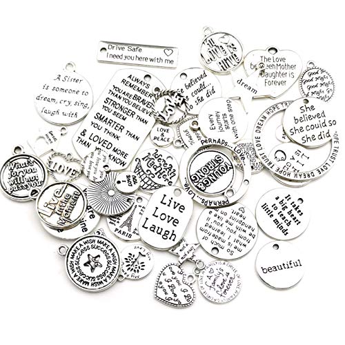 40pcs Inspiration Words Charms Craft Supplies Beads Charms Pendant...