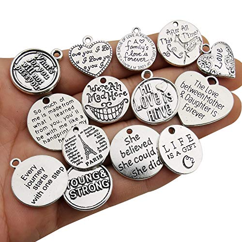 40pcs Inspiration Words Charms Craft Supplies Beads Charms Pendant...