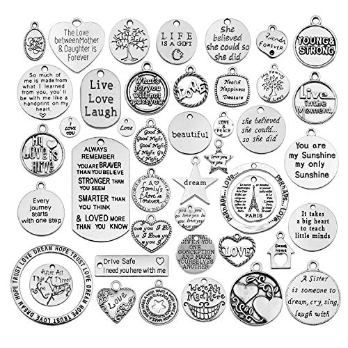 40pcs Inspiration Words Charms Craft Supplies Beads Charms Pendant...