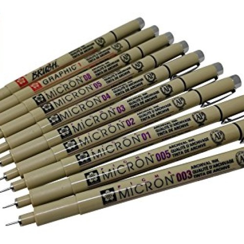 Sakura Pigma 10 Fineliner Pens Black Archival Ink Artist Drawing S...