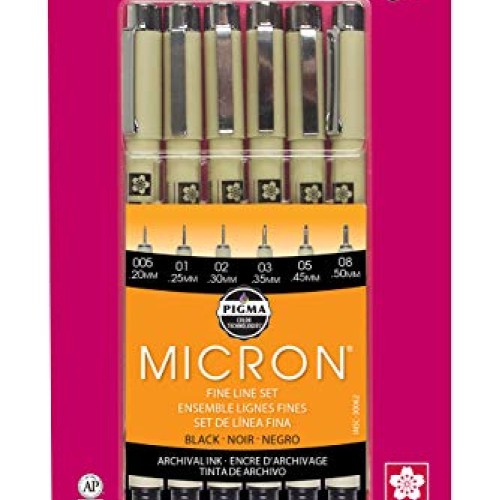 Sakura Pigma 30062 Micron Blister Card Ink Pen Set, Black, Asst P...