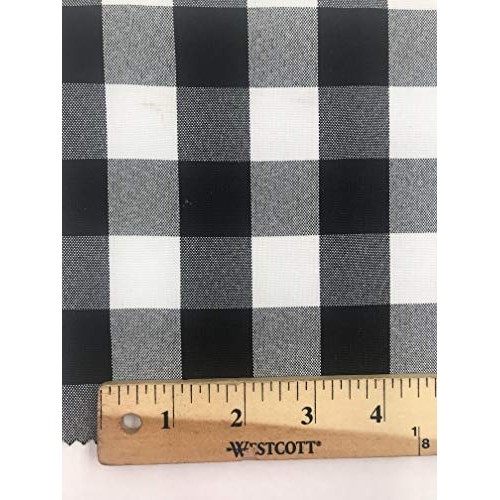 Black/White Gingham Checkered Polyester Fabric by The Yard White/...