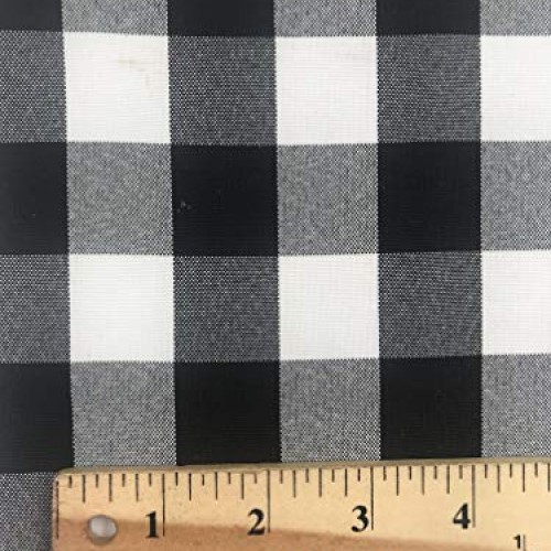 Black/White Gingham Checkered Polyester Fabric by The Yard White/...