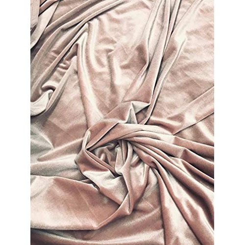 SAL TEX FABRICS, Blush Mauve Stretch Velvet Fabric, Sells by The Y...