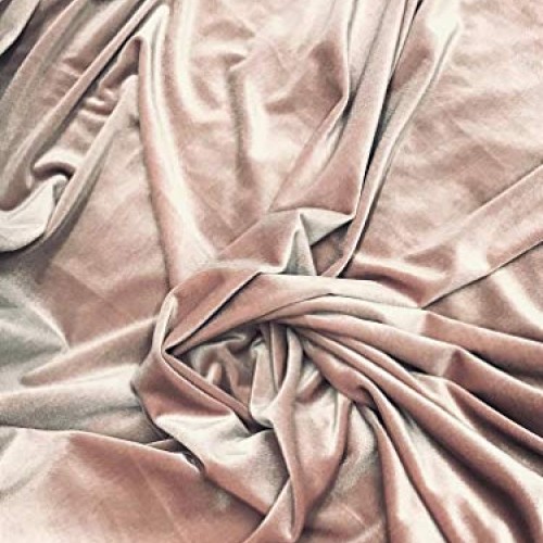 SAL TEX FABRICS, Blush Mauve Stretch Velvet Fabric, Sells by The Y...
