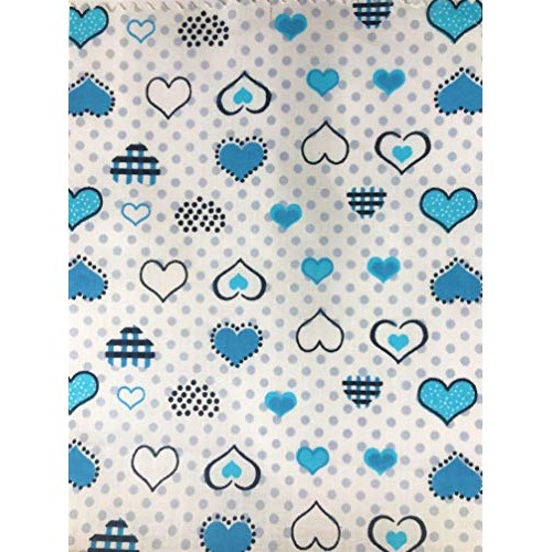 Sal Tex Fabrics, Heart Shapes and Dots Print Poly Cotton Fabric, S...