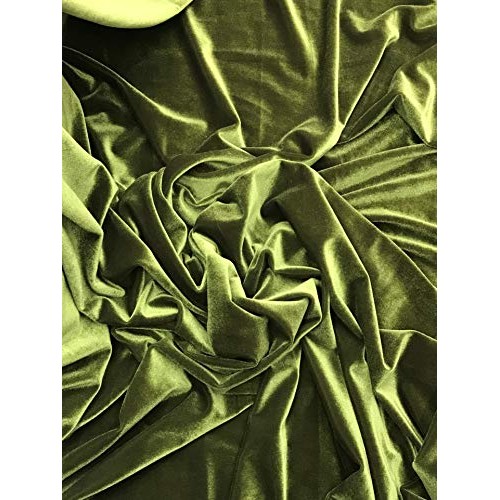 SAL TEX FABRICS, Olive Stretch Velvet Fabric, Sells by The Yard Ol...