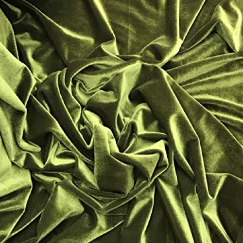 SAL TEX FABRICS, Olive Stretch Velvet Fabric, Sells by The Yard Ol...