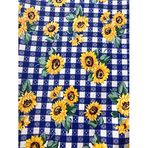 SAL TEX FABRICS, Sunflower Picnic Checkered Poly Cotton Fabric Pri...