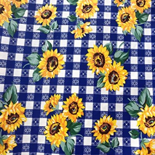 SAL TEX FABRICS, Sunflower Picnic Checkered Poly Cotton Fabric Pri...