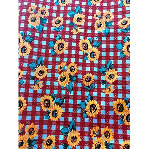 SAL TEX FABRICS, Sunflower Picnic Checkered Poly Cotton Fabric Pri...