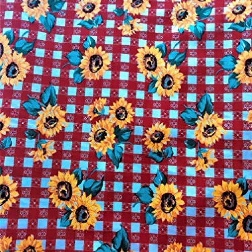 SAL TEX FABRICS, Sunflower Picnic Checkered Poly Cotton Fabric Pri...