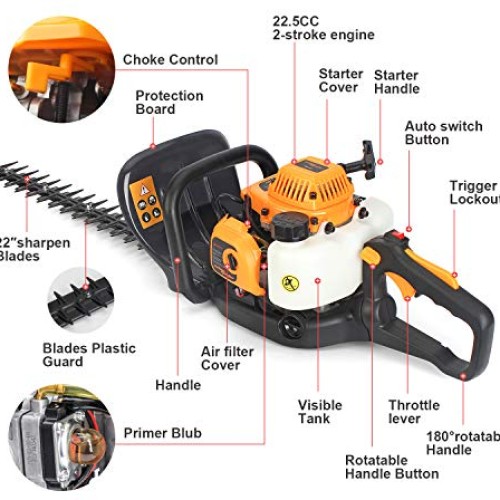 SALEM MASTER Cordless Hedge Trimmer 22.5cc 2 Cycle Gas Powered Bus...