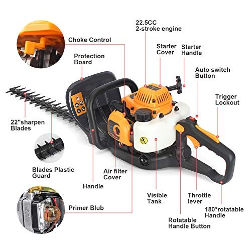 SALEM MASTER Cordless Hedge Trimmer 22.5cc 2 Cycle Gas Powered Bus...