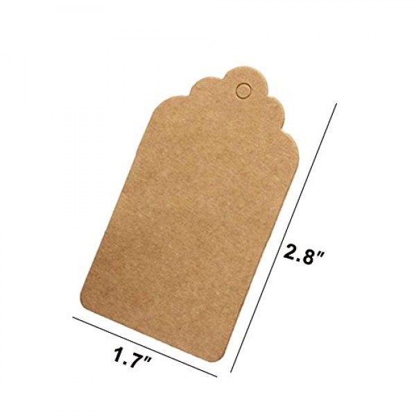SallyFashion 200pcs Kraft Paper Gift Tags with Free 200 Root Natur...