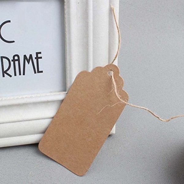 SallyFashion 200pcs Kraft Paper Gift Tags with Free 200 Root Natur...