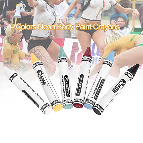 6 Colors UV Face and Body Paint Sticks, Washable Face Painting Kit...