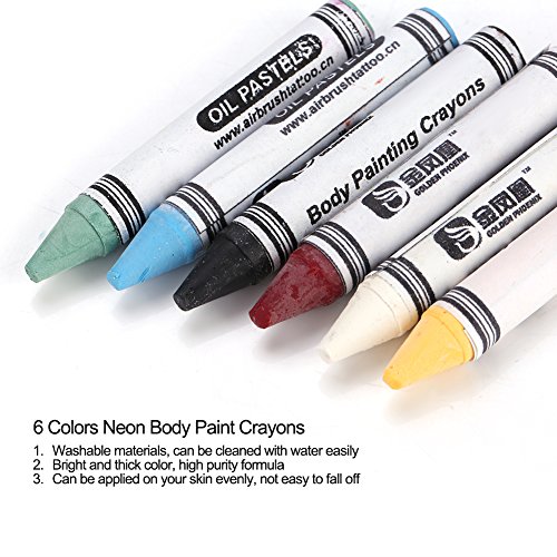 6 Colors UV Face and Body Paint Sticks, Washable Face Painting Kit...