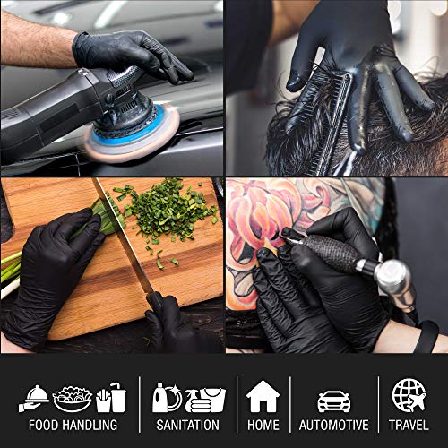Salon World Safety Black Nitrile Disposable Gloves, Box of 100, Si...
