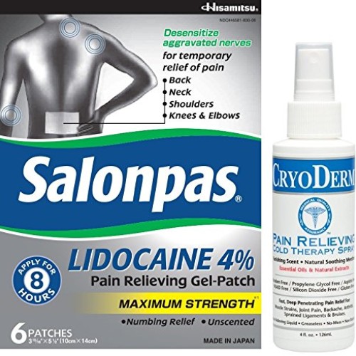 Salonpas LIDOCAINE and CRYODERM 4 oz Spray Bundle with Salonpas Pa...