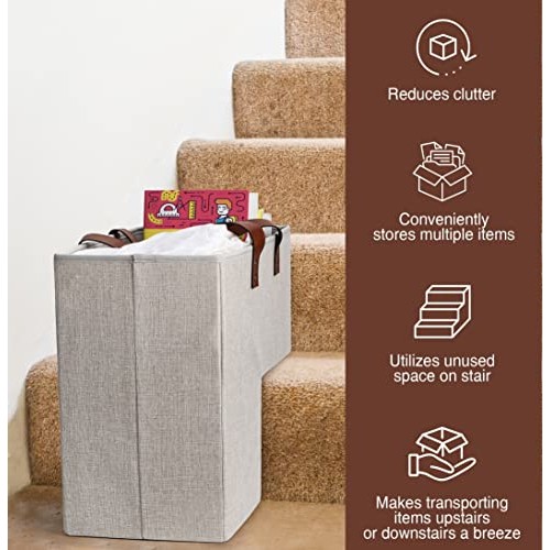 SAM AND MABEL Stair Baskets for Carpeted and Wooden Stairs - 16” L...