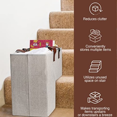 SAM AND MABEL Stair Baskets for Carpeted and Wooden Stairs - 16” L...