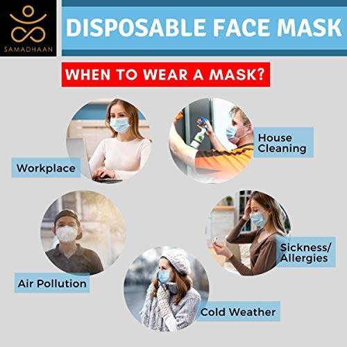 Disposable Mask - Safety Face Mask Pack of 50 Non Woven Thick 3-...
