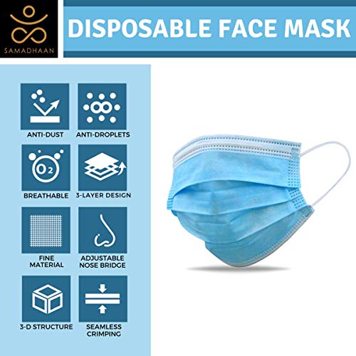 Disposable Mask - Safety Face Mask Pack of 50 Non Woven Thick 3-...