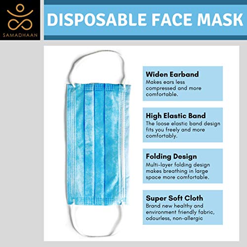Disposable Mask - Safety Face Mask Pack of 50 Non Woven Thick 3-...