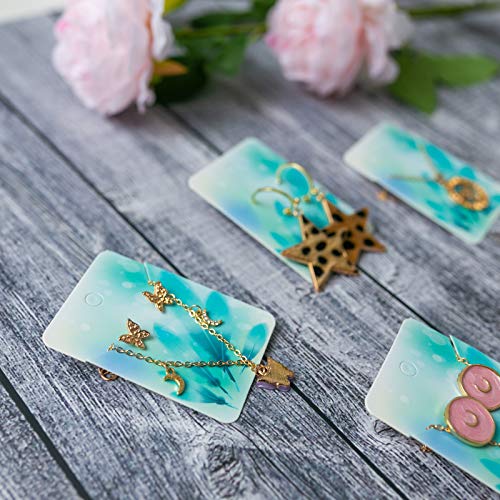 100Pack Blue Feather Earring Cards for Display Jewelry Card Jewelr...
