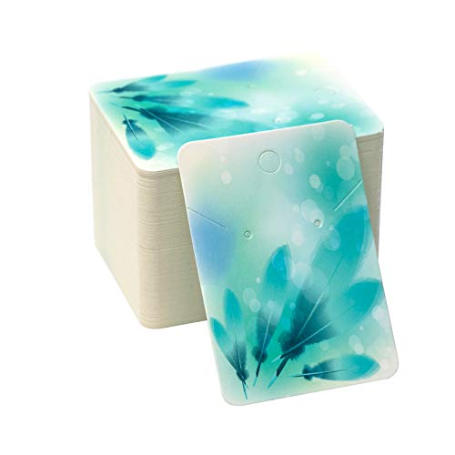 100Pack Blue Feather Earring Cards for Display Jewelry Card Jewelr...