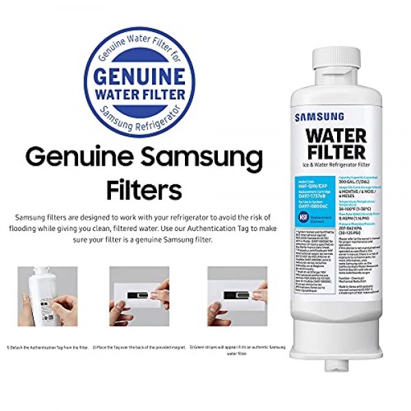 SAMSUNG Genuine Filter for Refrigerator Water and Ice, Carbon Bloc...