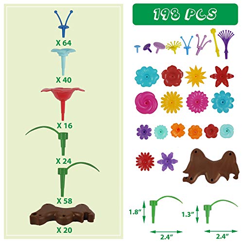 SAND MINE Flower Garden Building Toys, 198 PCS Kids Flower Garden ...