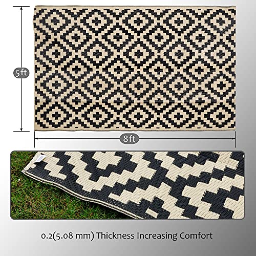 SAND MINE Reversible Mats, Plastic Straw Rug, Modern Area Rug, Lar...