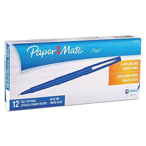 Paper Mate 8410152 Flair Medium Felt Tip Stick Pen, Blue Ink.7mm, ...