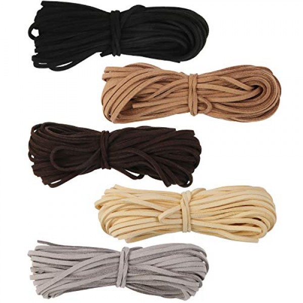 5 Colors Suede Cord Faux Leather Cord String Rope Thread for Brace...