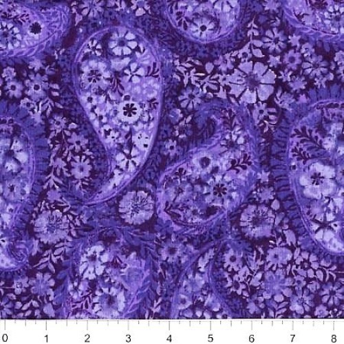108 Vibrant Purple Paisley Quilt Backing/By the yard