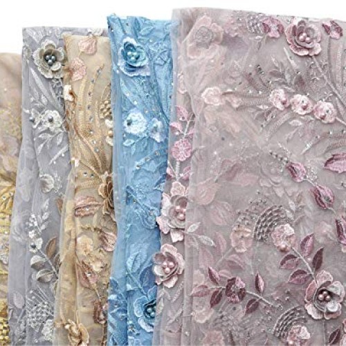SanVera17 Applique African Lace Fabric 3D Lace Material Net Lace F...