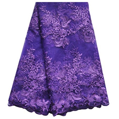 SanVera17 African Lace Net Fabrics Nigerian French Fabric Embroide...
