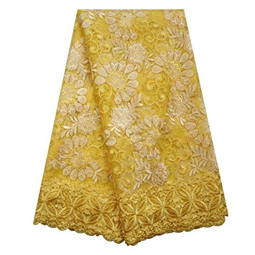 SanVera17 African Lace Net Fabrics Nigerian French Fabric Rope Emb...