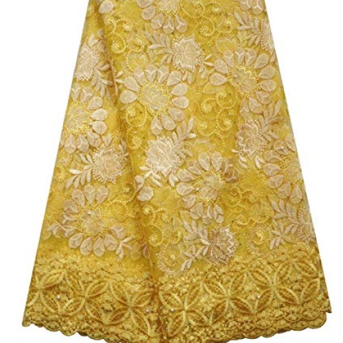 SanVera17 African Lace Net Fabrics Nigerian French Fabric Rope Emb...